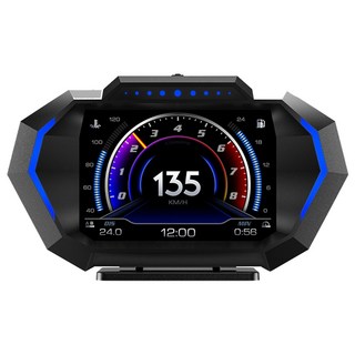 領先者 P24 多功能汽車抬頭顯示器 液晶儀錶 OBD2 + GPS + 坡度儀 雙系統, 1個, 黑色