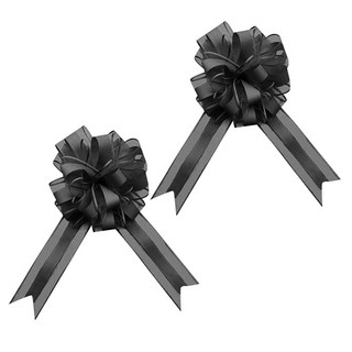 Block Mart 派對用品 婚禮汽車方向盤裝飾 派對道具 繩結 繡球花 緞帶 10入, 2套, 黑色