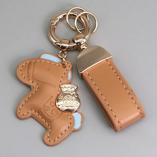 어반카 복주머니 행운말 가죽 골드 키링, 브라운, 1개