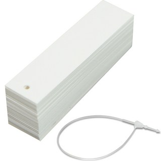 Aienpi 空白長方形標籤 2 x 8公分 400張 + 吊牌扣環 1000個 套組, 1組, 白色