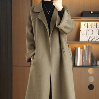 Elsso 女款寬鬆版型雙面羊毛大衣