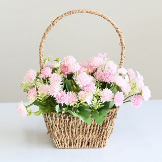 도시정원 조화 미니퐁퐁이 꽃바구니, 핑크, 1개