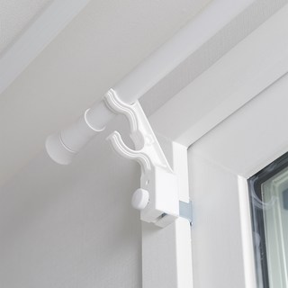 생활백서 못 없이 설치하는 안뚫어고리 커튼봉용 2개 + 커튼봉 세트 8자, 화이트