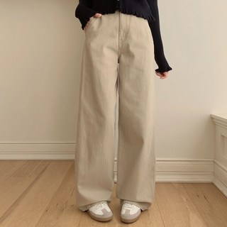 플랜데이 여성용 숏/미디움/롱 기장 테링 세미와이드 탄탄 코튼 팬츠