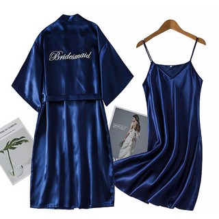 Market A 婚禮短版浴袍 + 襯裙套組 L, B海軍藍, 1套