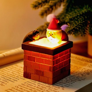 주앤지 크리스마스 굴뚝 산타 무드등 LED 장식 소품 건전지포함 굴뚝 + 산타 + 검은고양이 세트, 혼합색상, 1세트