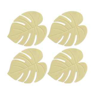 SillySilly 矽膠龜背芋杯墊 4入, 黃色, 4個