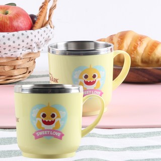 Izoum Pinkfong Baby Shark 防滑不銹鋼手柄杯 200ml, 2入, 黃色