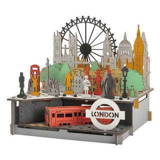 Hacomo 療癒系紙模型 PUSU 2D系列, 英國倫敦城市建築 多色, 1組