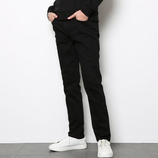 男士大尺碼口袋剪裁線條修身彈力牛仔褲