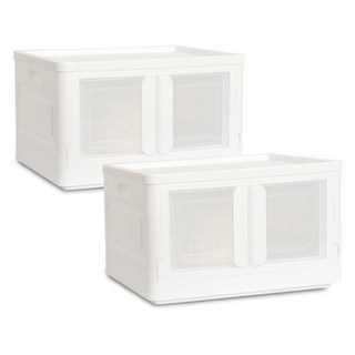 Living Sunday 雙開門可折疊收納箱, 白色, 2個