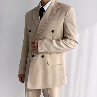 meosidda 男士高級經典雙排釦西裝外套