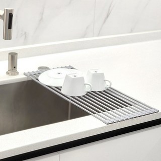 Ju and Ji 廚房流理臺矽膠瀝水捲簾 12根款, 1個, 灰色