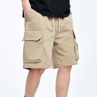 MarketA 男士抽繩簡約工裝短褲