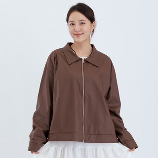 Elsso 女款極簡寬鬆版型皮革外套