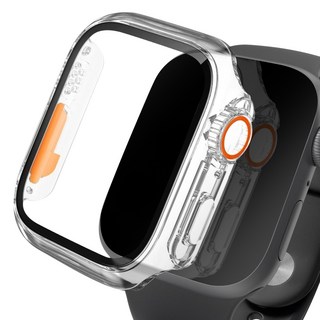 Imall Apple Watch 兼容 Ultra 風格 9H 鋼化玻璃全包覆邊框保護殼, 透明