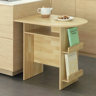 웰퍼니쳐 플레토 메거진랙 반원 테이블, 오크, 1인용