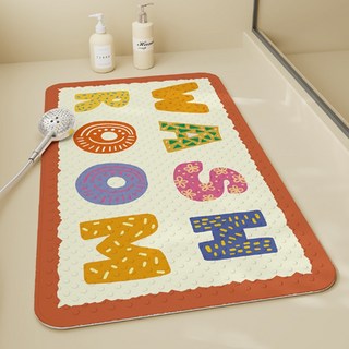 데이소이 말랑말랑 디자인 흡착 욕실 욕조 매트 70 x 40 cm, 10 오렌지 워시룸, 1개