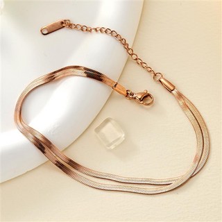 野蜂 醫療鋼 女款 雙層蛇骨腳鍊 + 禮品包裝組