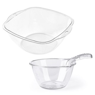 MONACO OLIVE 多用途水盆 中型 + 長柄水瓢 套組, 1組, 透明