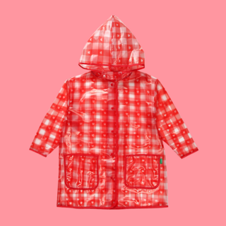 Benetton 女童心形格紋雨衣 QCETP3211