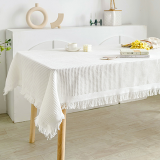 테이아 북유럽풍 감성 테이블커버 사계절용 타월 식탁보, 화이트, 90 x 150 cm, 1개