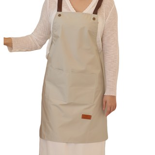 CO'V 廚房咖啡廳生活防水舒適圍裙 70 x 87 cm, 奶油白, 1個