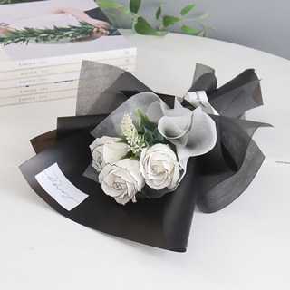 MORIANN 人造香皂花玫瑰花束 小, 黑色, 1個