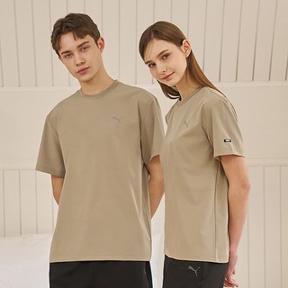 PUMA BODYWEAR 男女通用 Air Dry 基本款居家服短袖T恤, 米色