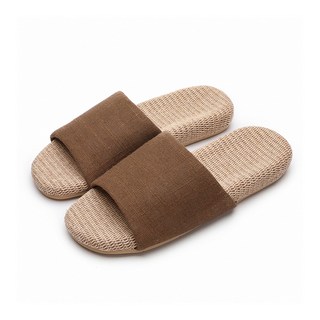 日式四季亞麻 LV105-1 深棕色 透氣防滑居家拖鞋, 1雙