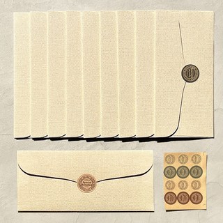 Lead Home 優質亞麻紋零用錢信封10入 + 貼紙12入組, 1組, 象牙色(信封)