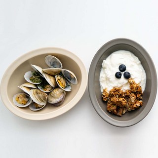 Prelude Simple 橢圓碗2入組 燕麥色 + 可可色, 1組, 燕麥片、可可