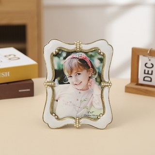 루벤코 아크릴 프레임 액자 웨딩 사진 장식, 1개, 금백색