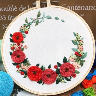 Allode 花卉立體DIY十字繡套組 20cm, 1個, A 007