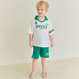 hejmini 兒童透氣Speedy Ball配色Polo領上下套裝