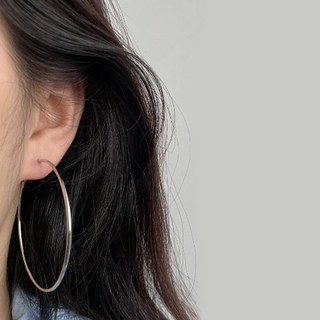 gelluna 女款 全醫療鋼 大尺寸 基本簡約易扣式圈形耳環 1對