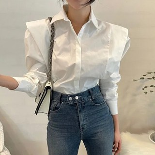 TheSirup 女款極簡翻領隱藏鈕扣長袖襯衫