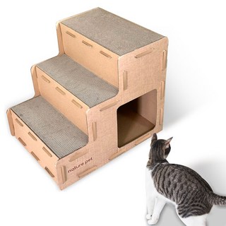 nature pet 貓咪階梯式貓抓板貓屋, 1個, 單色