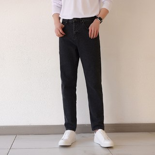 PLAYS 男款錐形黑色基本丹寧褲