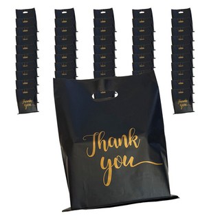 Huggoing Thank You 塑膠購物袋 黑色 小(20 x 25 cm) 100入, 100個