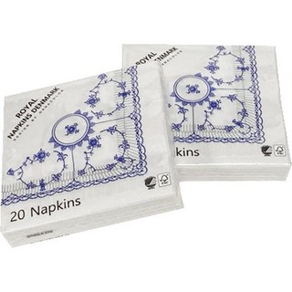 DANA COLOR MATCH 丹麥皇家藍色花邊裝飾餐巾紙, 20張, 午餐 藍色 + 白色, 2包