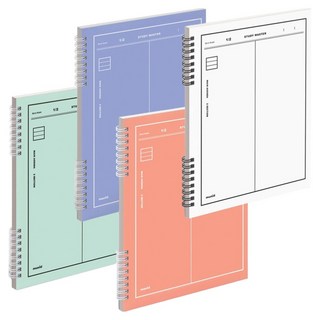 Munid 直式兩分割線圈筆記本 4入組, 綜合色, 4入