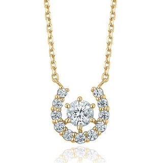 OST 女款 925純銀 幸運馬蹄 星星方晶鋯石 鏈條 黃金項鍊