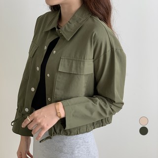 Mood in the 女性口袋短版抽繩軍裝外套