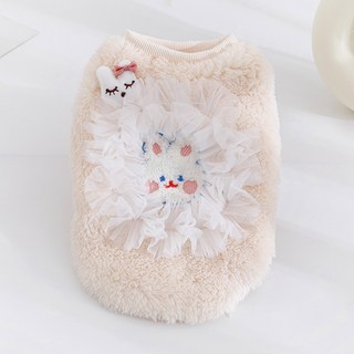 PASTEL PET 寵物蕾絲兔子T恤, 象牙白, 1個