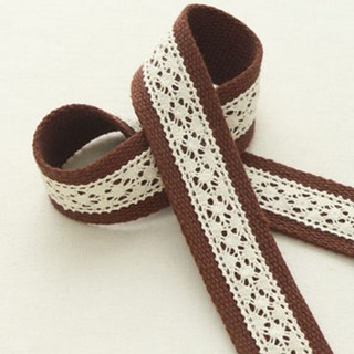 HAPPY BEARS 蕾絲織帶拼接提把包帶, 1個, 棕色