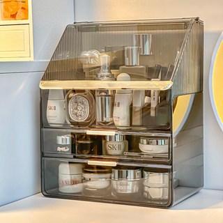 Full-Covered 附蓋金邊化妝品收納盒 特大號, 黑色, 1個