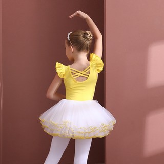 Bebeniz 女童肩部荷葉邊緊身芭蕾舞衣線條蓬蓬裙無袖套裝