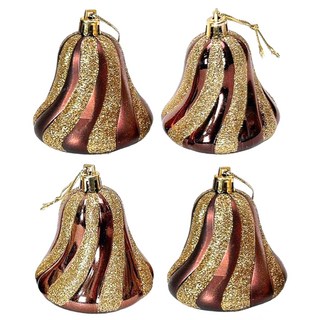 彩繪鈴鐺 (4入), 7cm, 咖啡, 1組