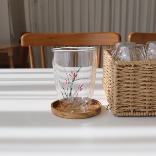 Bloom at Home Durigaon 螺鈿耐熱雙層玻璃杯 蘭花 350ml, 混合顏色, 1個